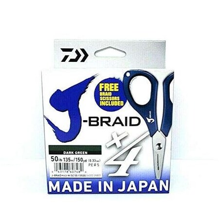 Daiwa JBraid X4 50 150Yds Dg With Line Cutter JB4U50-150DG-LC